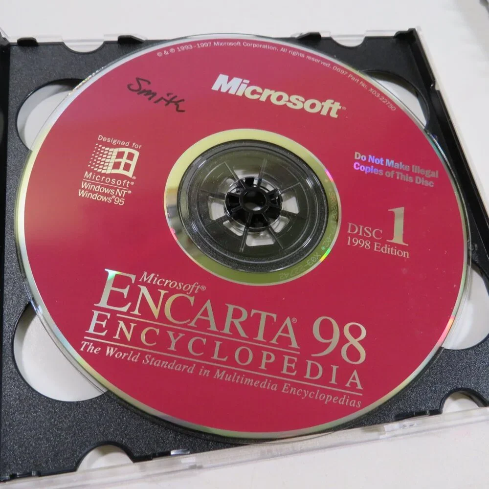 Microsoft Encarta 98 Encyclopedia Computer Game OUT OF DATE SOFTWARE (2 CDs)